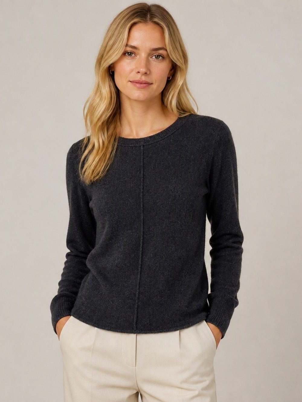 Chelsea & Theodore 100% Cashmere Gray Sweater Soft Minimalist Chic Quiet Luxury